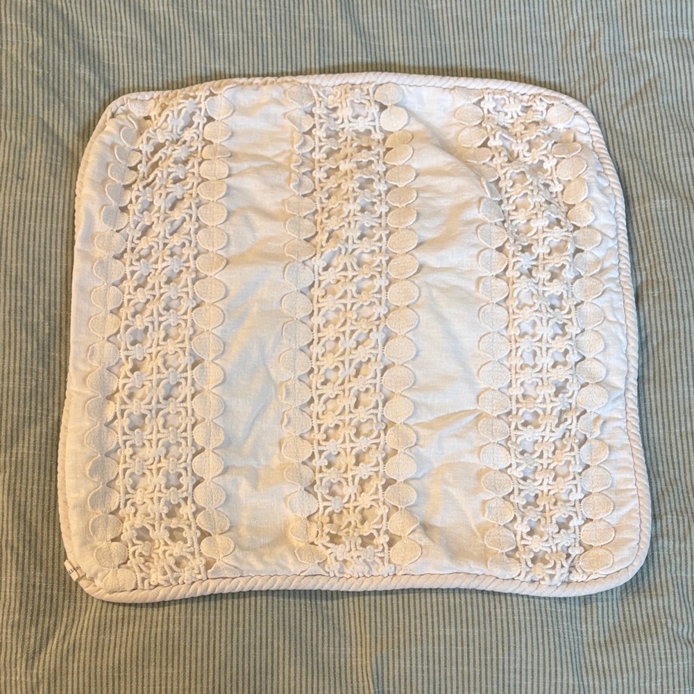 Anthropology Addison Story Elegant White Decorative Cotton/Linen Cushion Cover